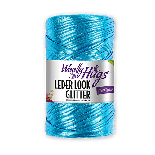 Woolly Hugs Leder Look türkis metallic