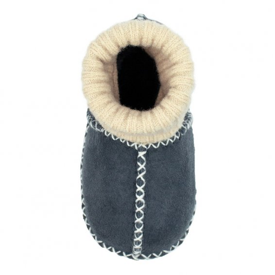 Baby Lammfellschuhe mit Strickbündchen - nachtblau