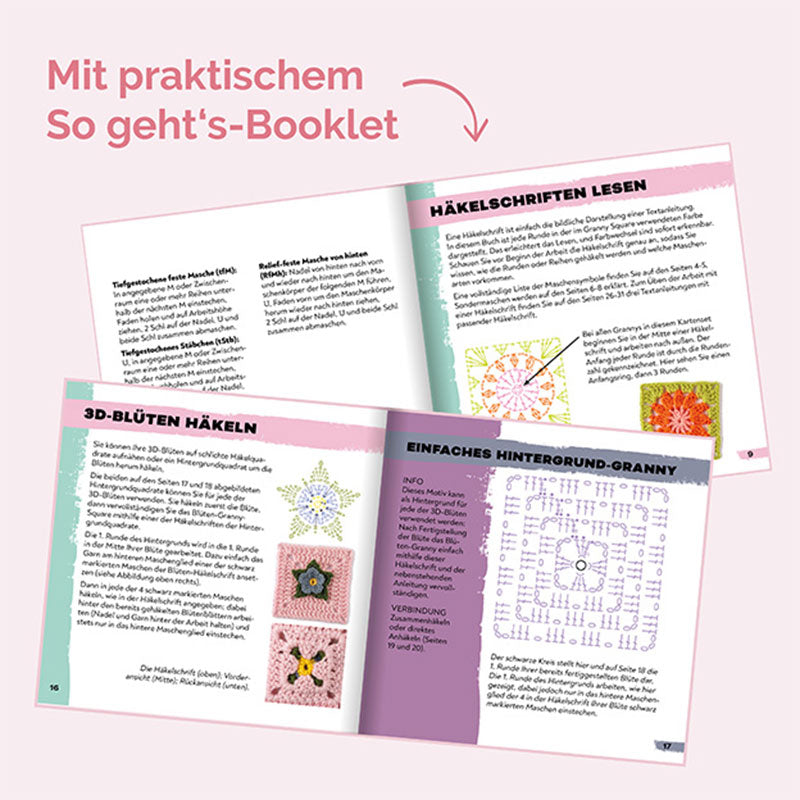 Granny Square Häkelkarten - Blumen