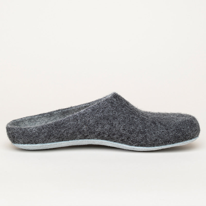Merino-Hausschuh mit Ledersohle "anthrazit"