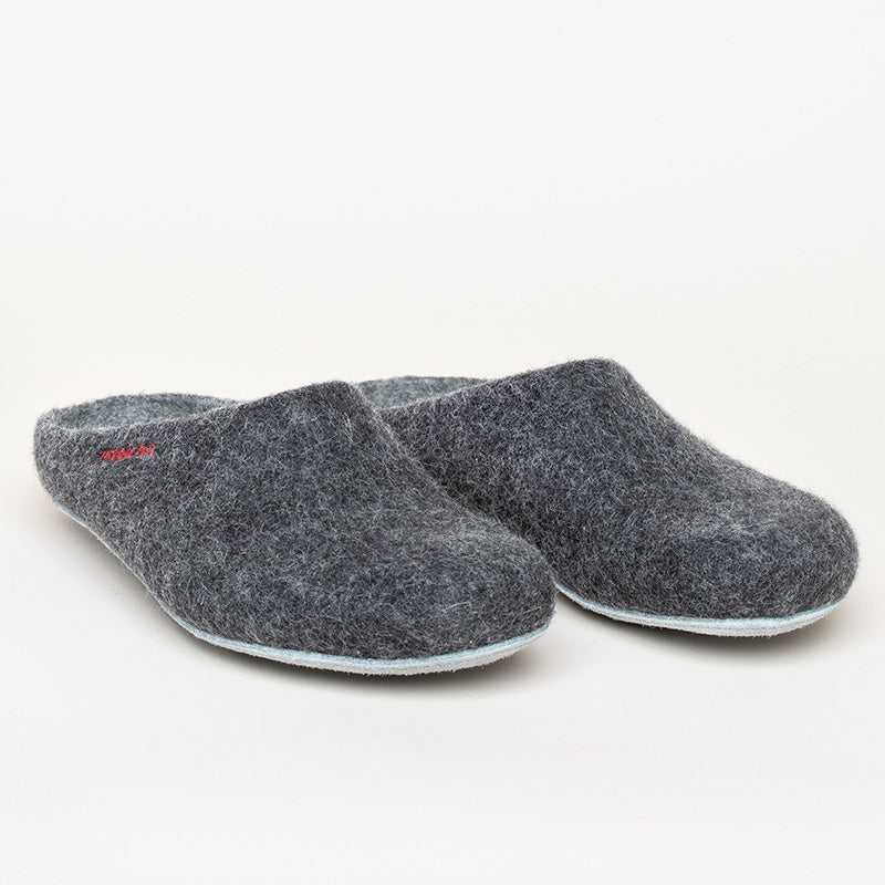 Merino-Hausschuh mit Ledersohle "anthrazit"