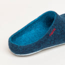Merino-Hausschuh mit Ledersohle "dark-petrol"
